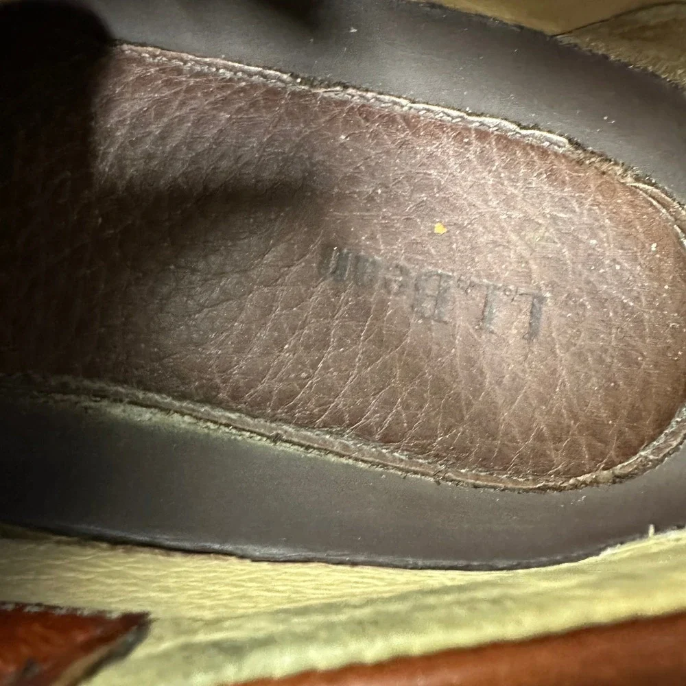 LL Bean Allagash Boat Shoes 244472 Comfort Brown Leather Mens Size 10.5D
